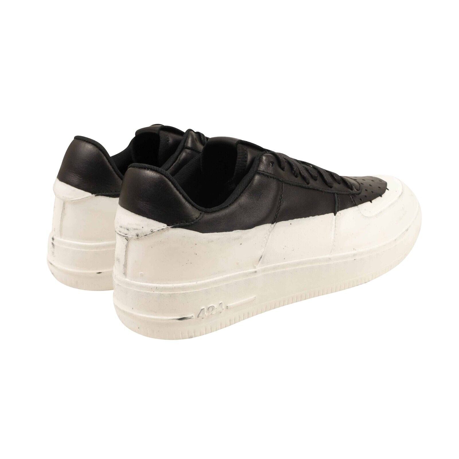 424 ON FAIRFAX Black Wax Dip Low Leather Sneakers4