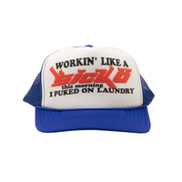 SICKO Blue & White Working Like a Sicko Trucker Hat2