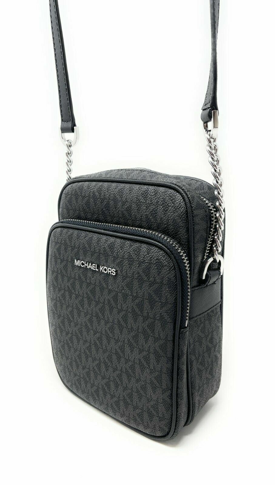 Michael Kors Jet Set Travel Signature Medium Logo Chain Crossbody Flight Bag14