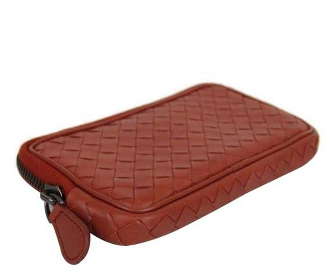 Bottega Veneta Unisex Smartphone Case Rust Red Woven Leather Coin Purse 325156 63203