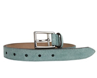 Gucci Men's Silver Teal Fabric Leather Belt Buckle 368193 47183