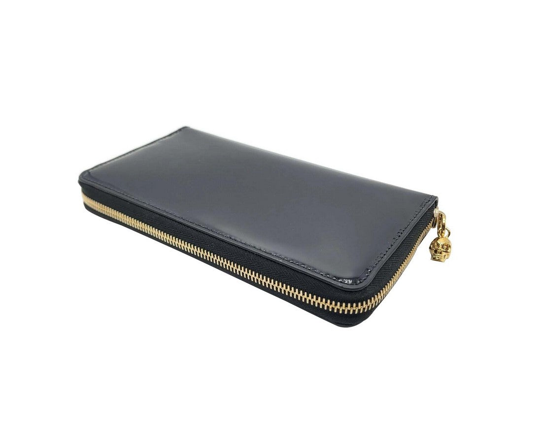 Alexander McQueen Women's Dark Navy Patent Leather Zip Around Wallet 375282 DP00G 49102