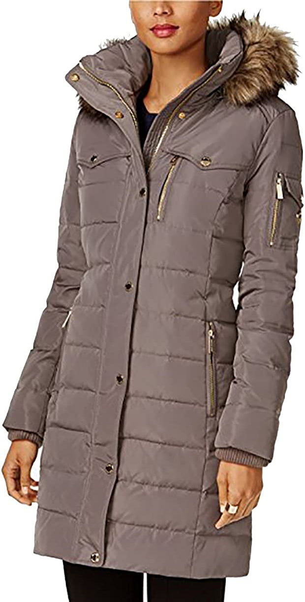 Michael Michael Kors Women's Flannel Down 3/4 Puffer Coat with Faux fu –  Bluefly