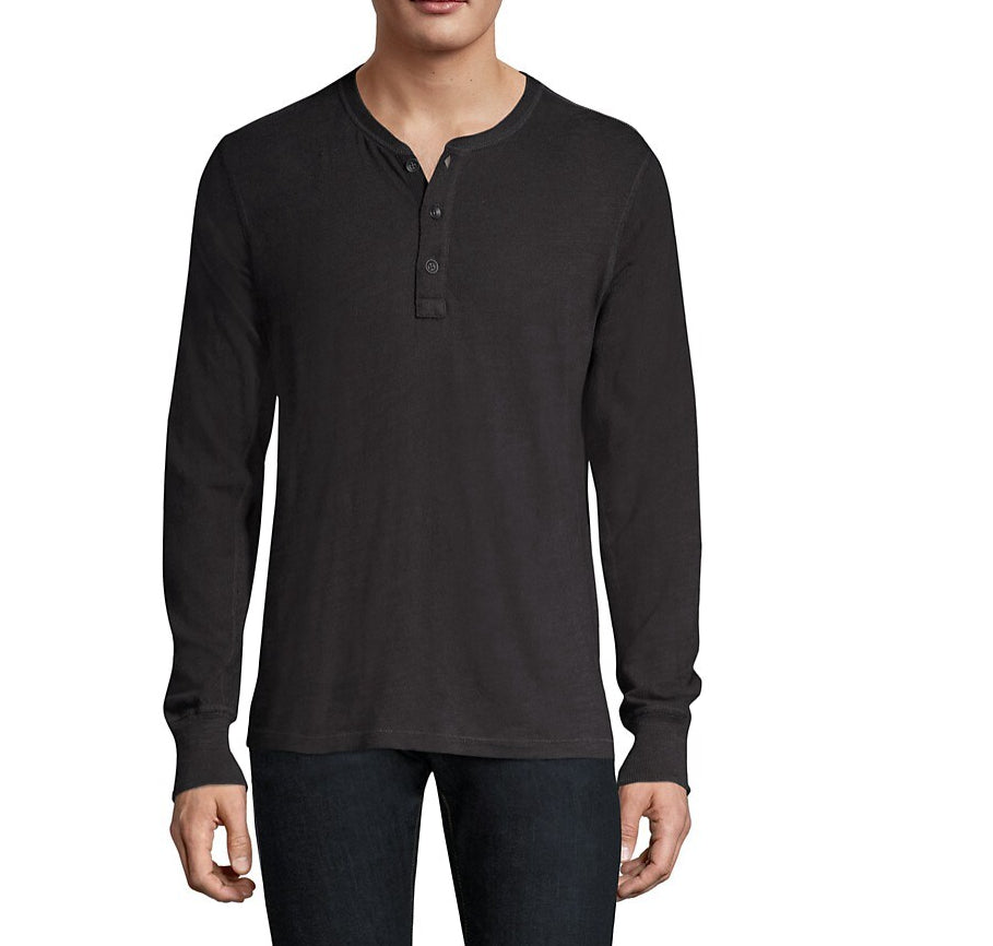 rag & bone Men's Long Sleeve Classic Henley, Jet Black1