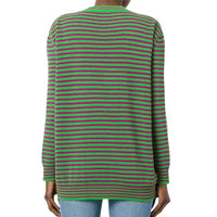 Gucci Women's Wool Striped Leopard Head Sweater Green2