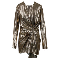 Saint Laurent Women's Silk Lame Mini Dress in Gold1