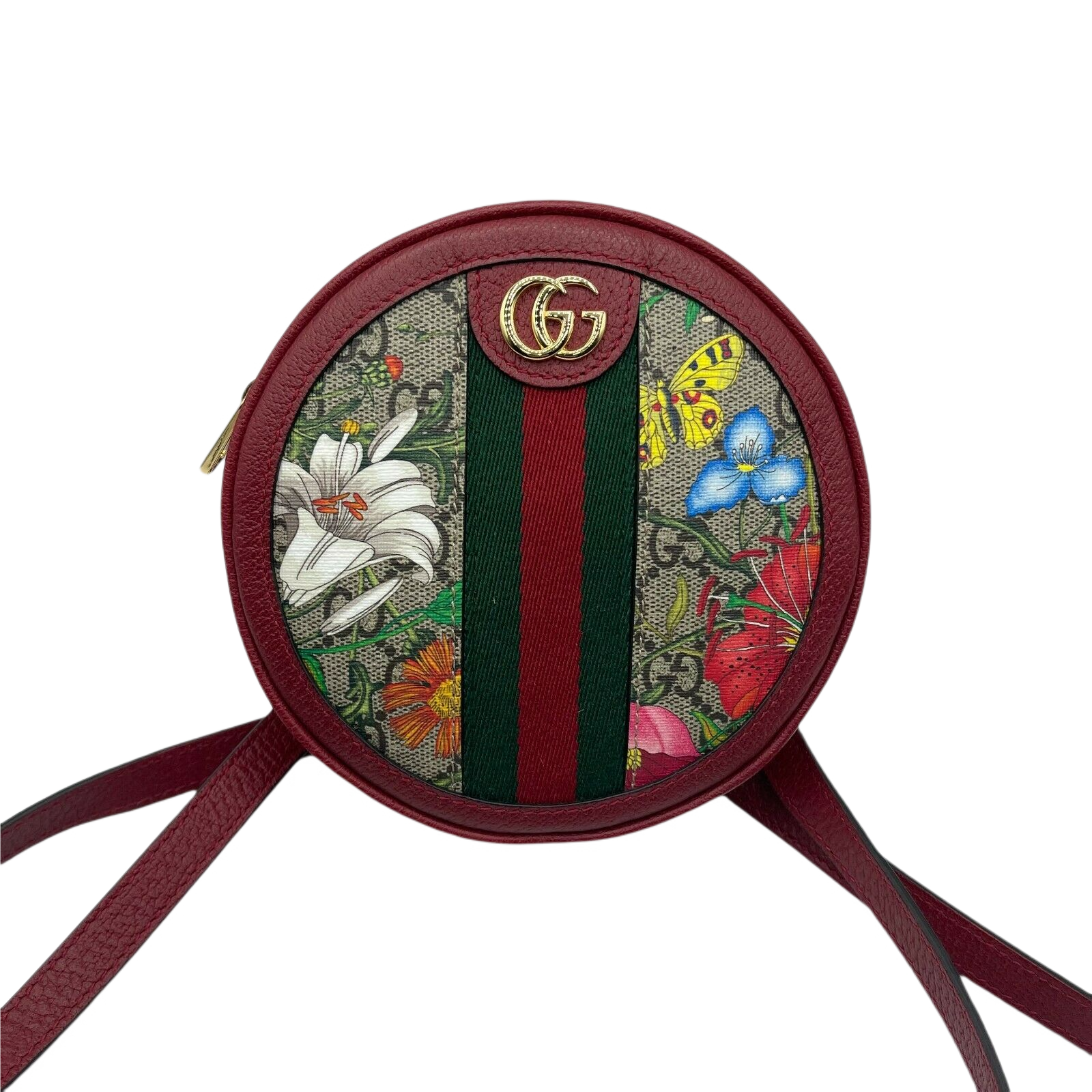 Gucci Ophidia Supreme GG Canvas Floral Round Backpack with Red Trim NWB 5986611