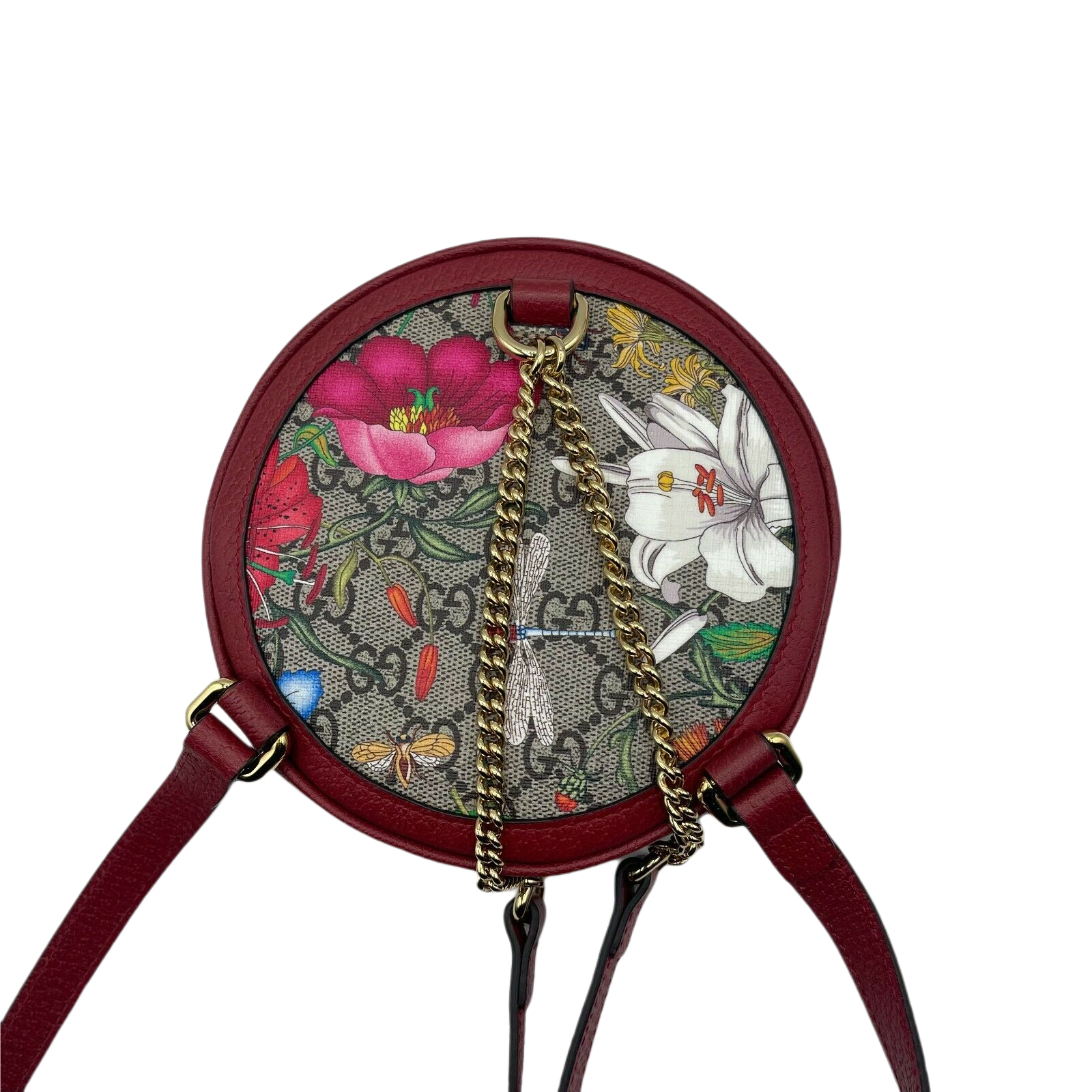 Gucci Ophidia Supreme GG Canvas Floral Round Backpack with Red Trim NWB 5986615