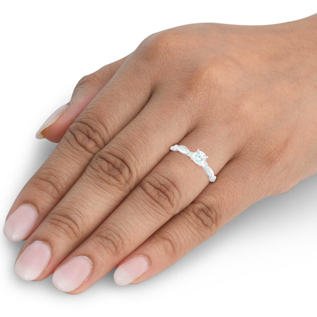 1/2Ct Diamond Infinity Engagement Ring Womens 14k White Gold Interwoven Band