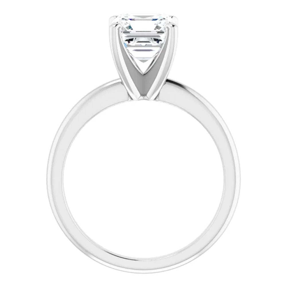 4Ct Asscher Solitaire Moissanite Engagement Ring in White Yellow or Rose Gold5