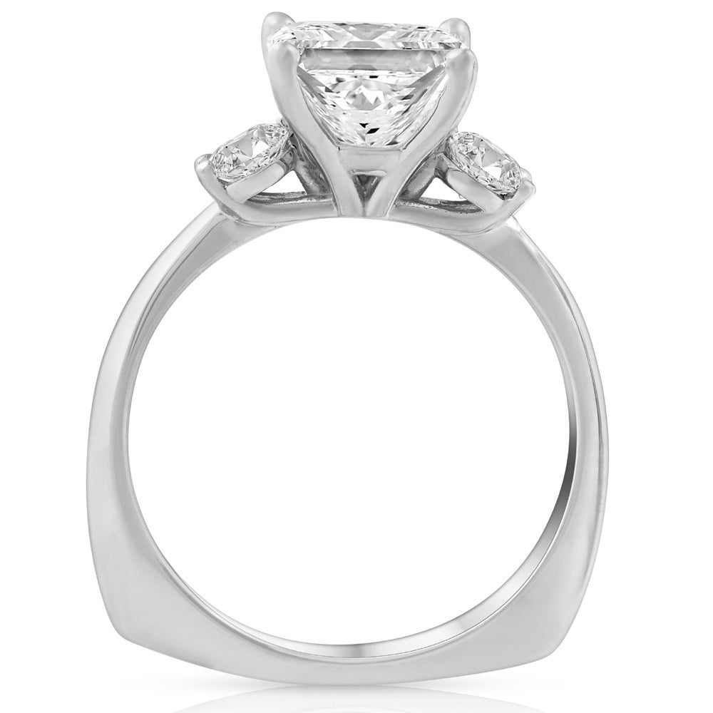 G/VS 3.50Ct Cushion & Round Cut Moissanite Engagement Ring 14k White Gold3