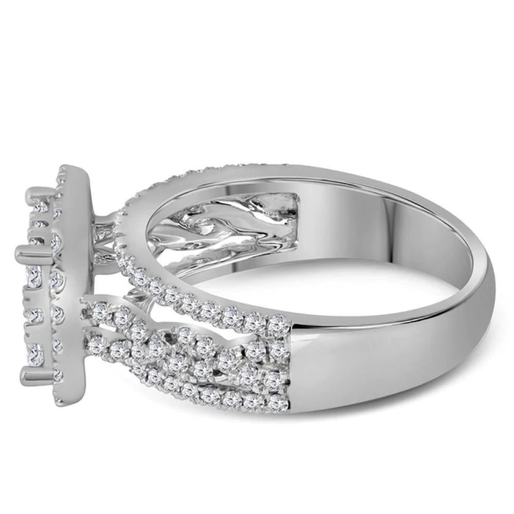 1 1/2Ct Cushion Halo Cluster Diamond Engagement Ring in White Gold4