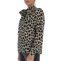 Saint Laurent Women's Leopard Print Silk Blouse Shirt Cream5