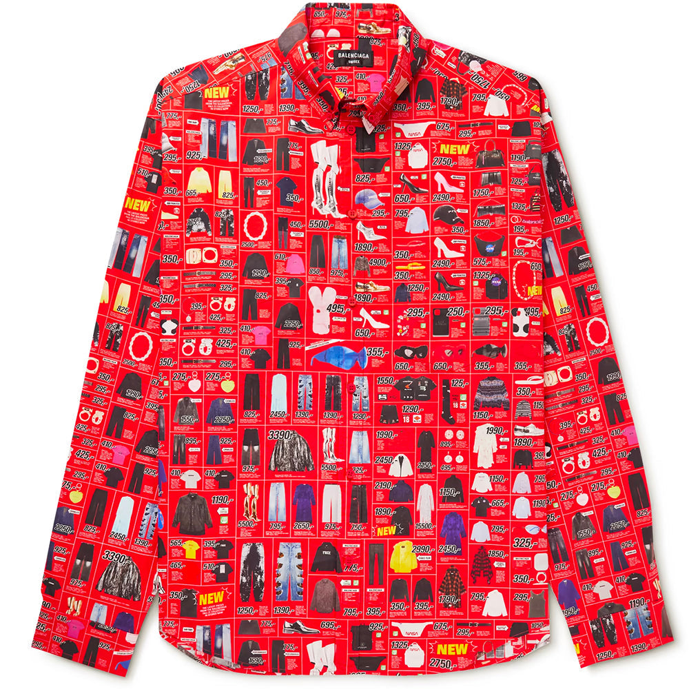 Balenciaga Men's Cotton Poplin Media Dress Shirt in Red1