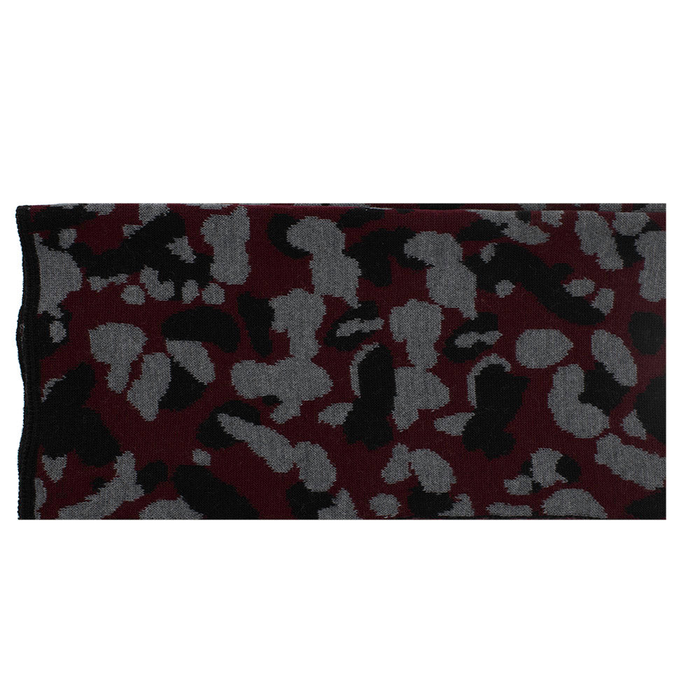 Lanvin Unisex Virgin Wool Scarf Burgundy Camouflage Black1