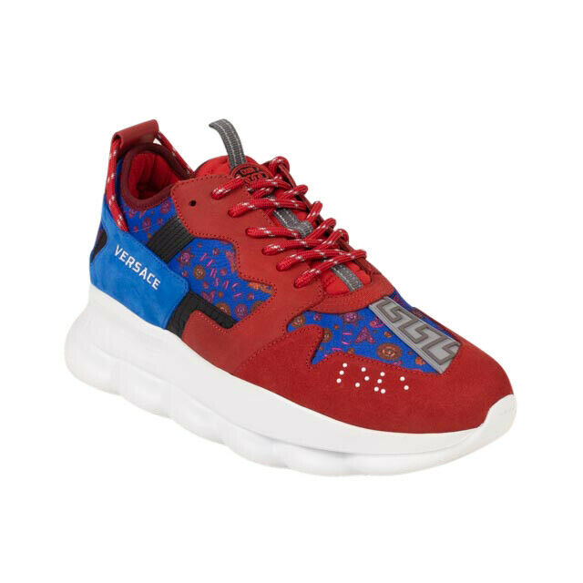 VERSACE Red/Blue 'Barocco' Chain Reaction Sneakers – Bluefly