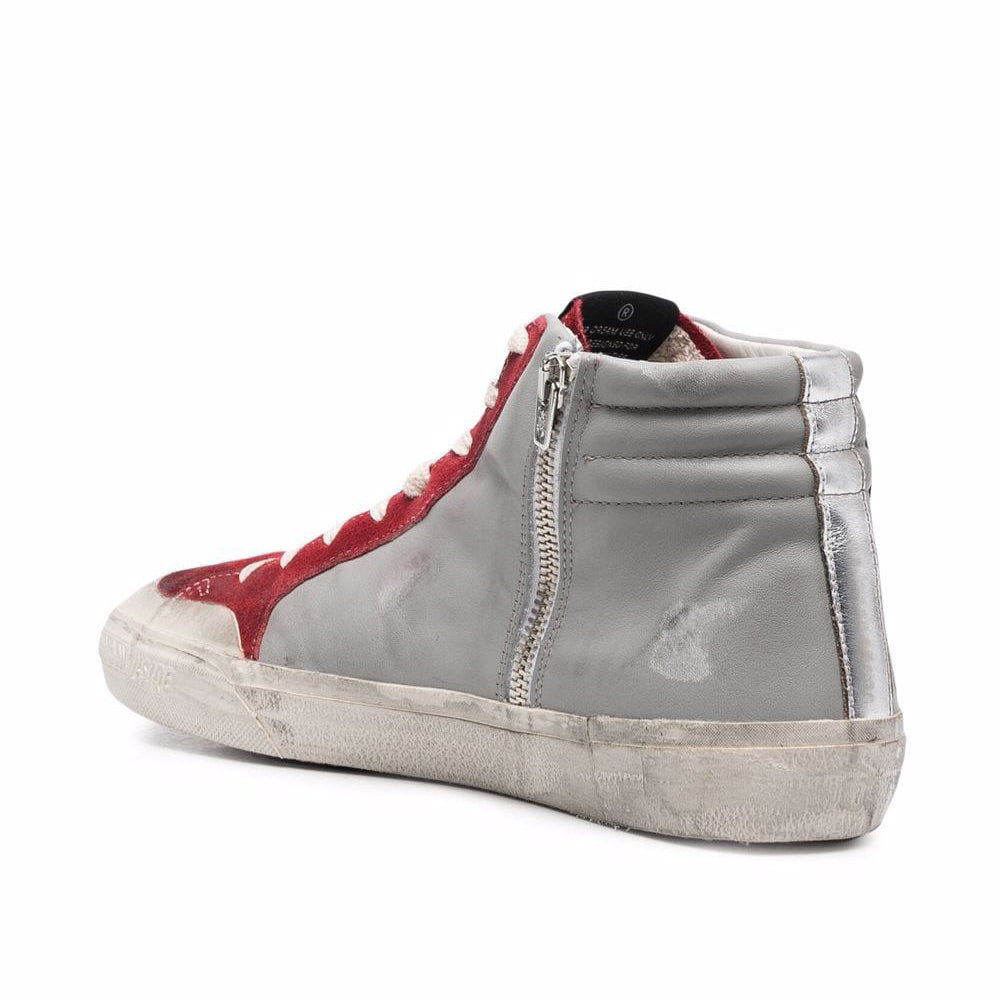 Golden Goose GGDB Men's Slide Zip High Top Sneaker in Red and Grey3