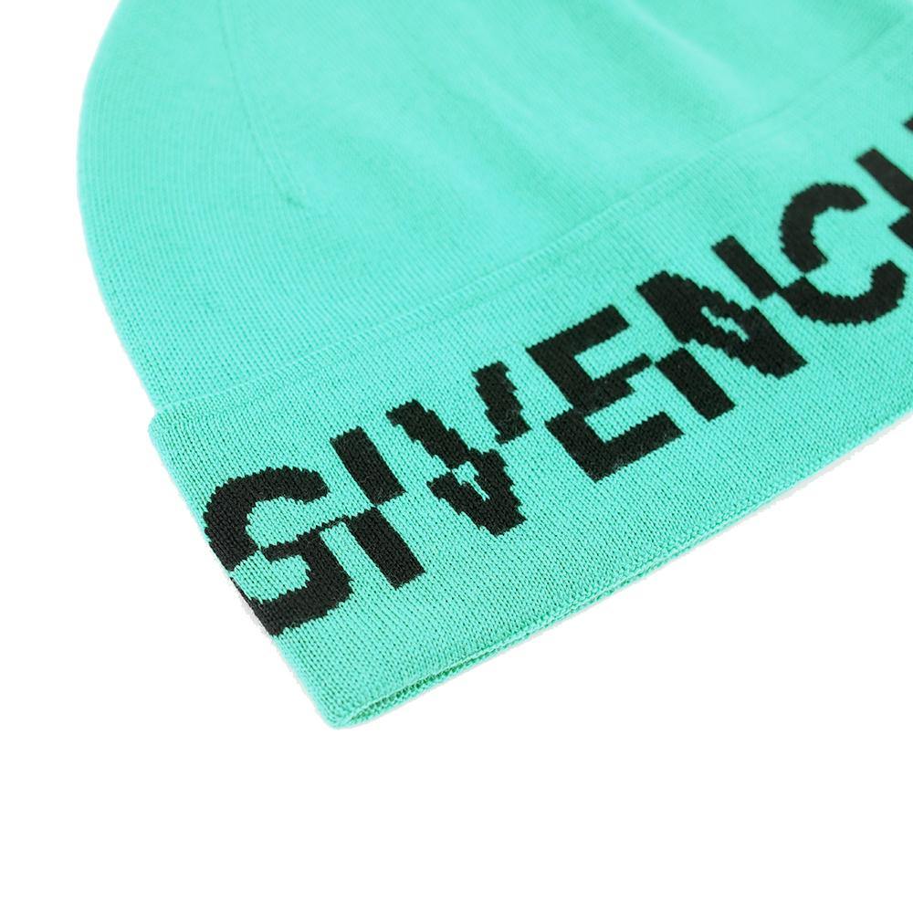 Givenchy Unisex Split Logo Wool Beanie Turquoise Blue4