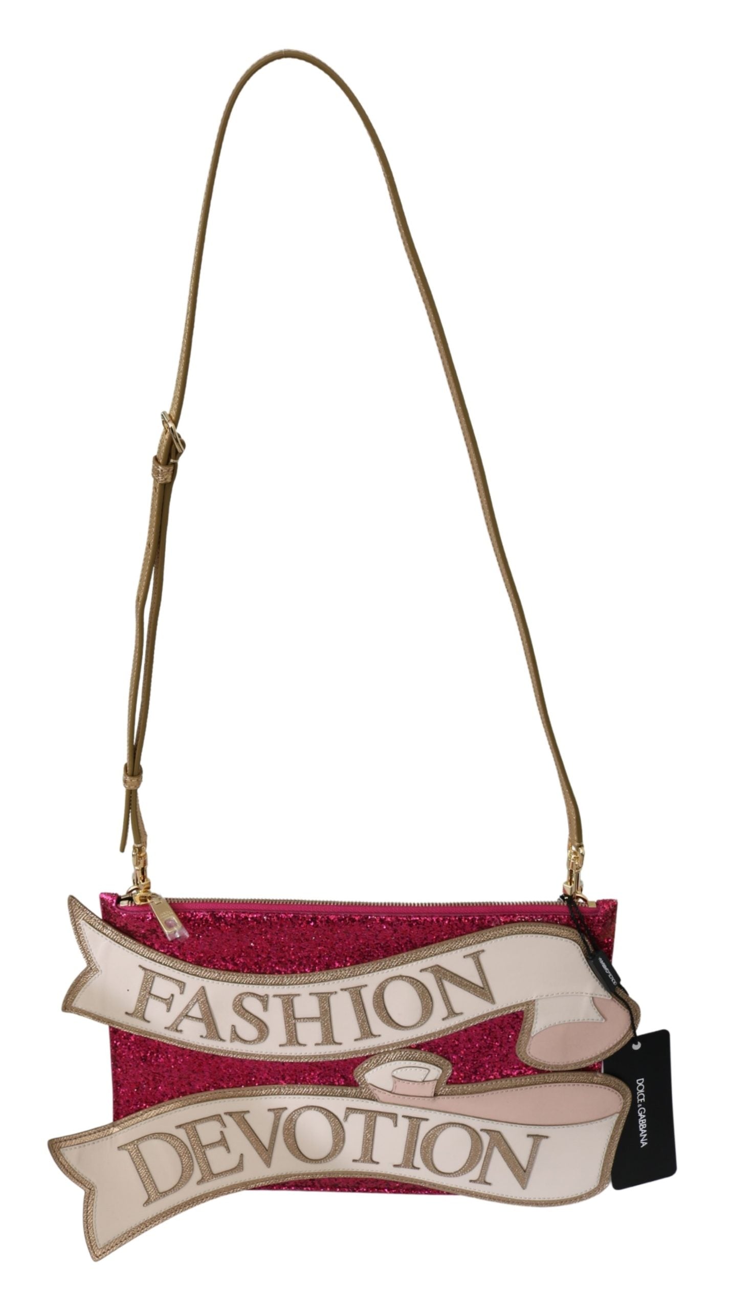 Dolce & Gabbana Pink Glittered Fashion Devotion Sling CLEO Women's Purse1