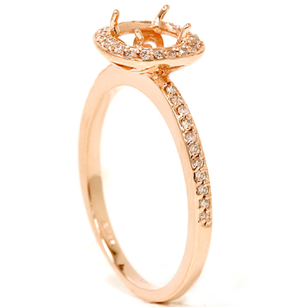 1/3ct Diamond Engagement Halo Ring 14K Rose Gold Setting