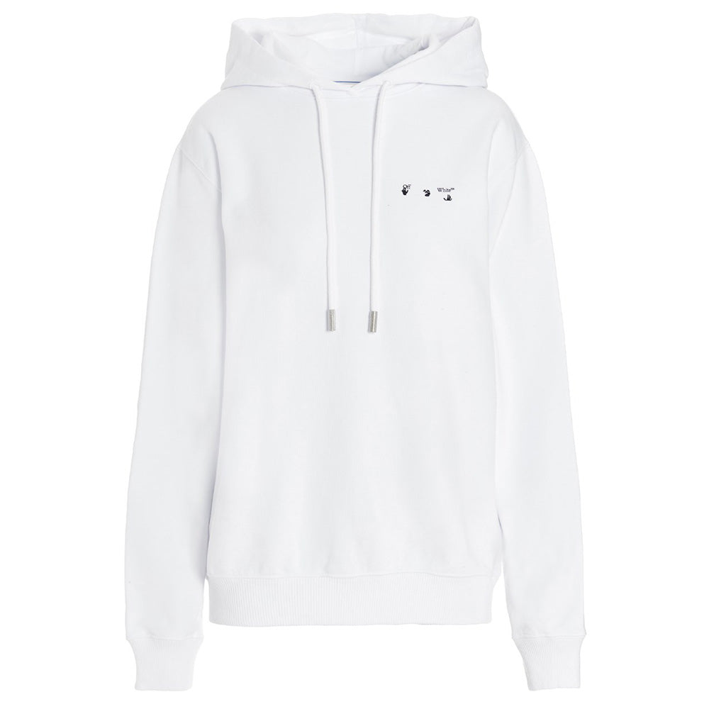 Off-White Women's Palace Arrow Regular Fit Cotton Hoodie Sweatshirt White1