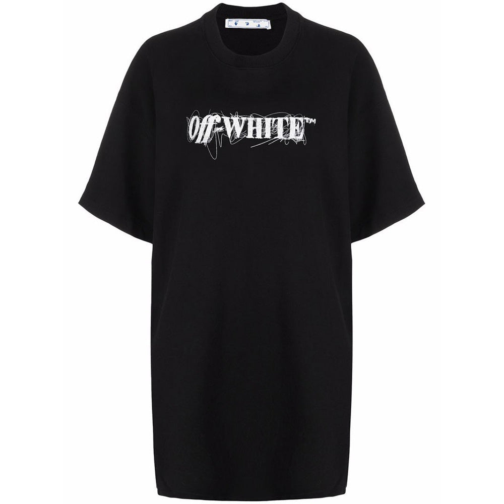 Off-White Women's Pen Logo Snap T-Shirt Dress Black1