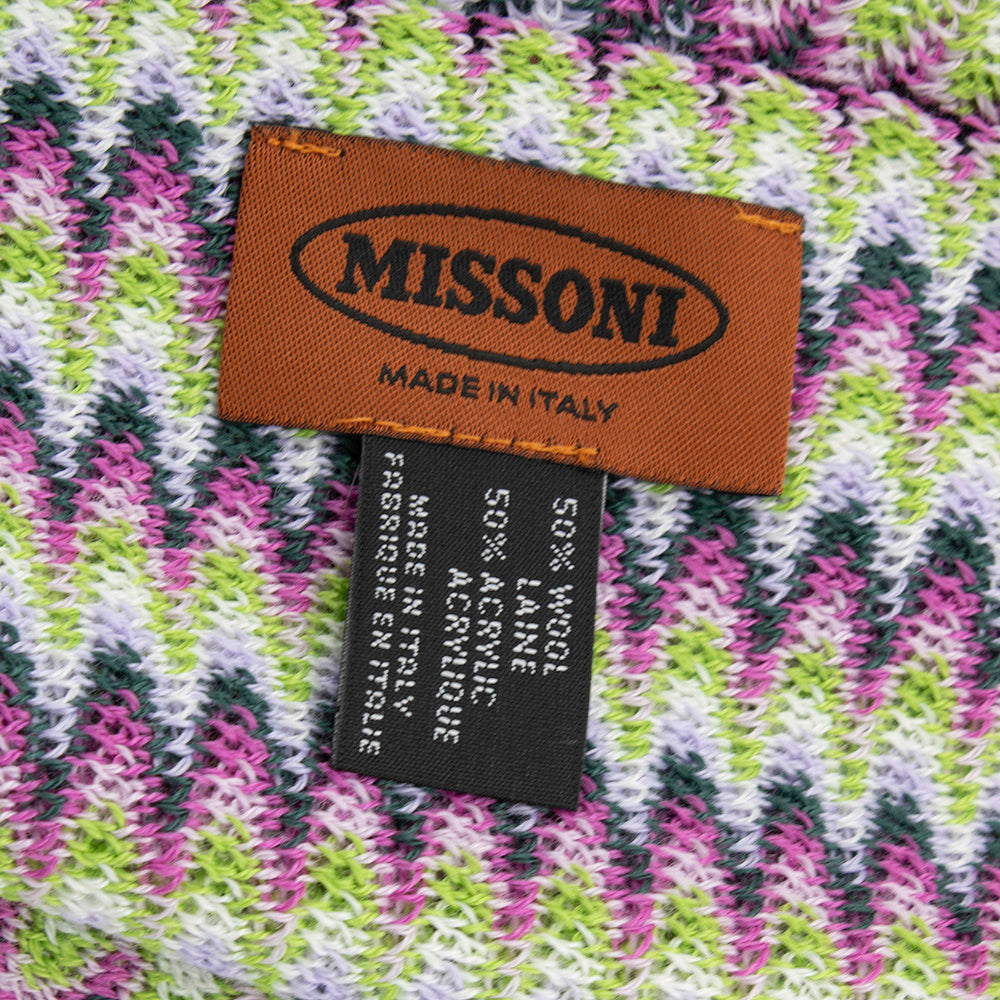 Missoni Women's Wool Zig-Zag Checkered Scarf Shawl Sarong Wrap White Green Pink Black2