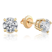 Screw Back 1 Ct T.W. Genuine Diamond Stud Earrings in 14k White or Yellow Gold5