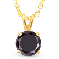 2 Ct Black Diamond Solitaire Pendant in 14k White or Yellow Gold 18" Necklace1