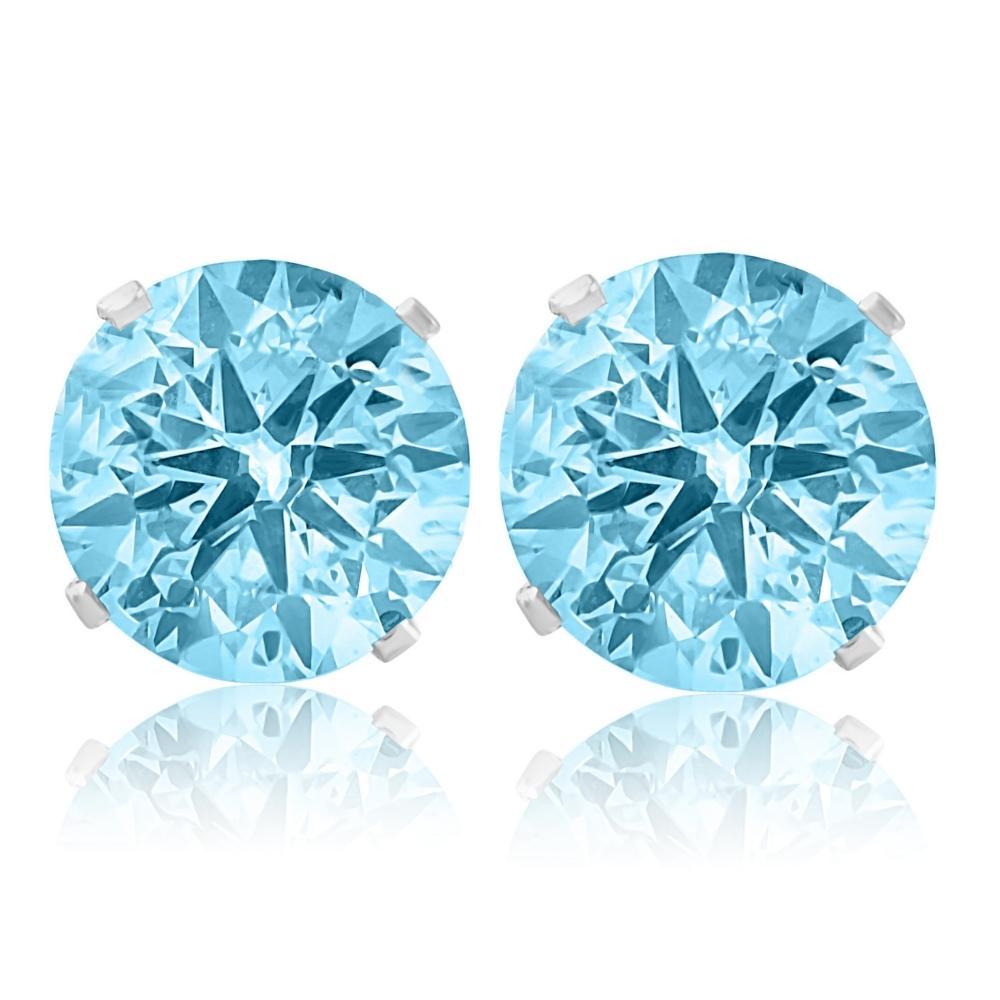 VS 2ct Blue Moissanite Studs 14K White Gold Earrings Women's1