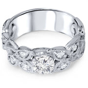 2ct Vintage Filigree Diamond Engagement Ring 14K White Gold