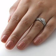 2ct Vintage Filigree Diamond Engagement Ring 14K White Gold