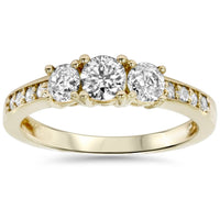 1ct 3 Stone Diamond Engagement Ring 14K Yellow Gold1