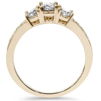 1ct 3 Stone Diamond Engagement Ring 14K Yellow Gold3