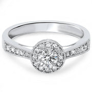 1/2ct Vintage Diamond Halo Engagement Solitaire Ring 10K White Gold