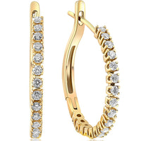 1/2 cttw Diamond Hoops in 10K White or Yellow Gold 1" Tall2