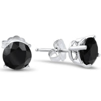 14k White Gold 2ct Round Cut Treated Black Diamond Studs1