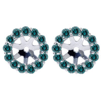 Women's 3/4ct Halo Blue Diamond Earring Jackets 14K White Gold (4.5-6mm)1