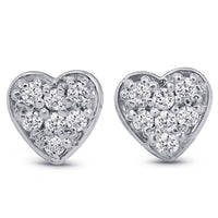 14K White Gold Diamond Pave Small Heart Studs Dainty High Polished 5.7MM1