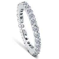 1Ct T.W. Round Real Diamond Eternity Ring 14k White Gold Wedding Stackable Band4