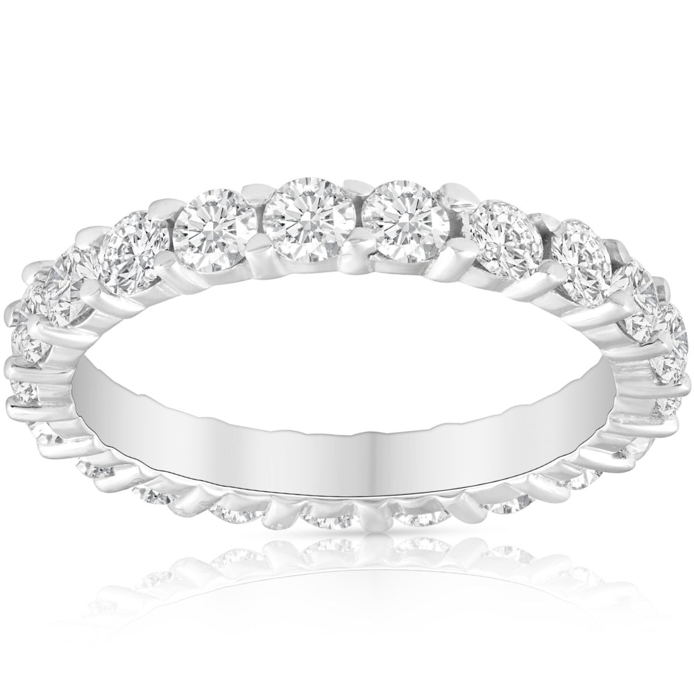 2Ct Round-Cut Natural Diamond Eternity Ring 14k White Gold Womens Wedding Band1