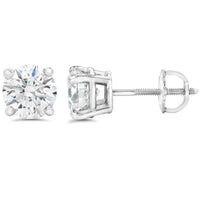 3/4ct Diamond Studs Round Cut With Screw Backs 14K White Gold Lab Created2