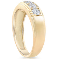 VS 1 Ct Diamond Ring Mens High Polished Solid Yellow Gold Wedding Band Lab Grown3