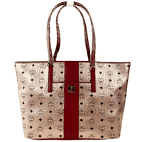 MCM Chamoagne Women's Gold Monogram Visetos Canvas Medium Tote Bag MWPBAFO01TC0011