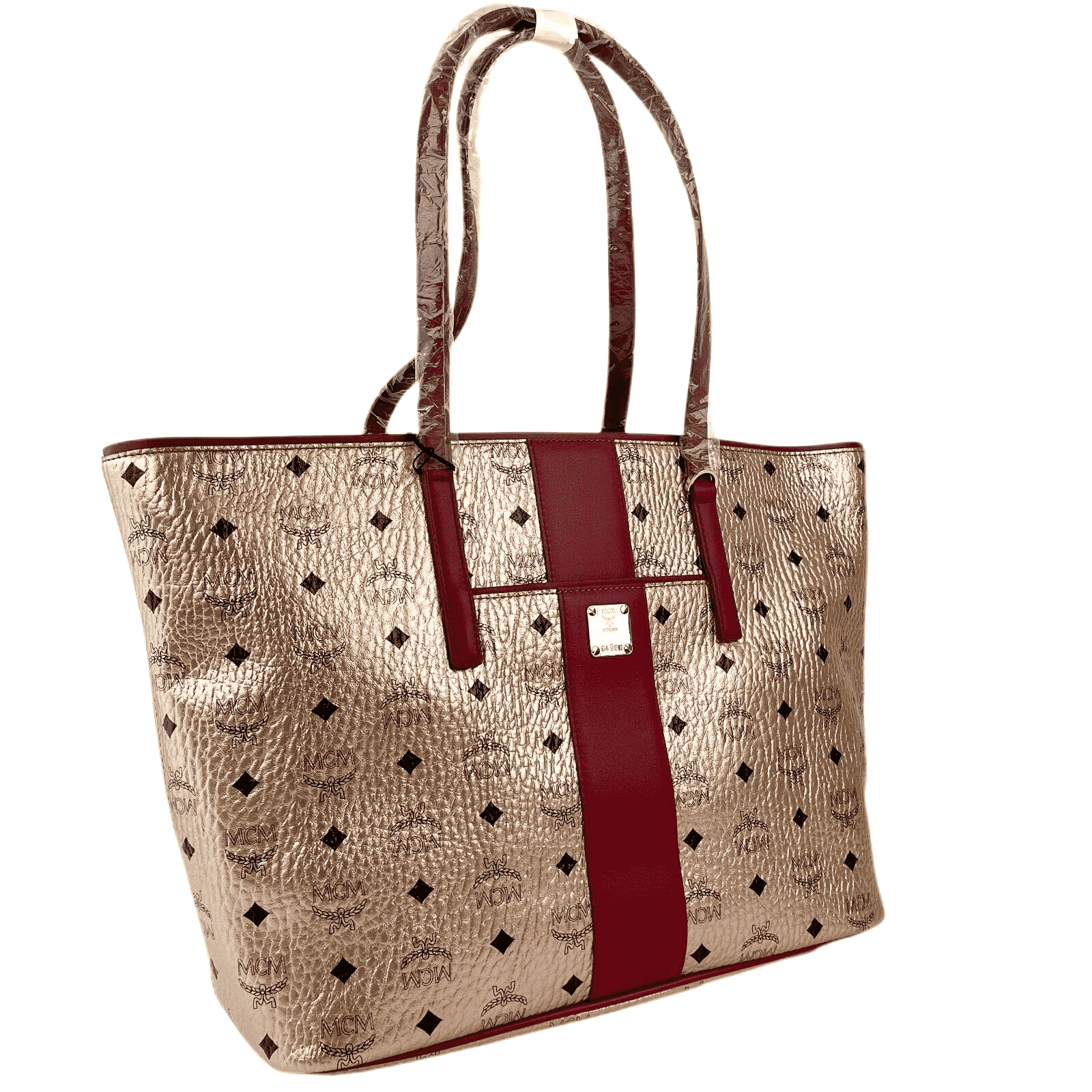 MCM Chamoagne Women's Gold Monogram Visetos Canvas Medium Tote Bag MWPBAFO01TC00114