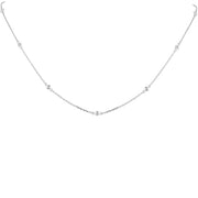 1/4ct Diamonds Bezel Station Necklace 18" 14K White Gold Womens