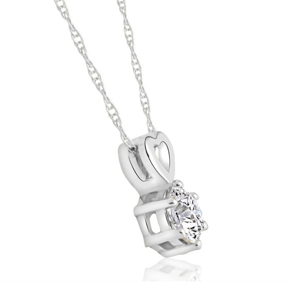 1/2Ct Diamond Solitaire Heart Pendant Necklace in White, Yellow, or Rose Gold3