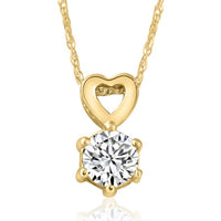 1/2Ct Diamond Solitaire Heart Pendant Necklace in White, Yellow, or Rose Gold8