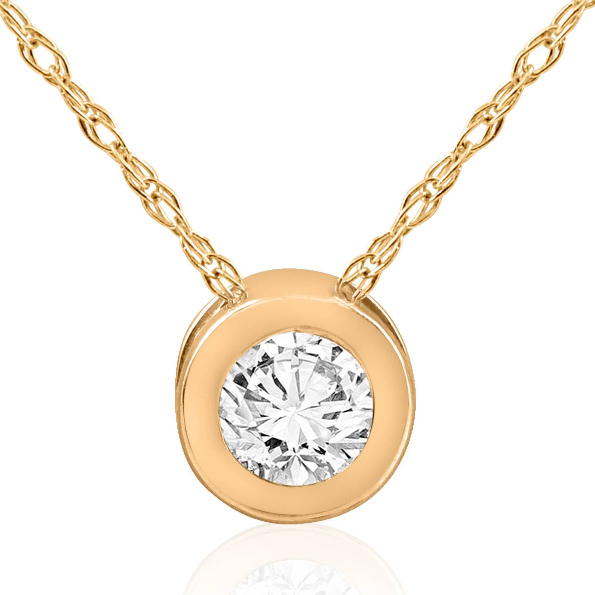 1/3 Ct Diamond Round Brilliant Cut Solitaire Pendant Necklace 14K Yellow Gold1