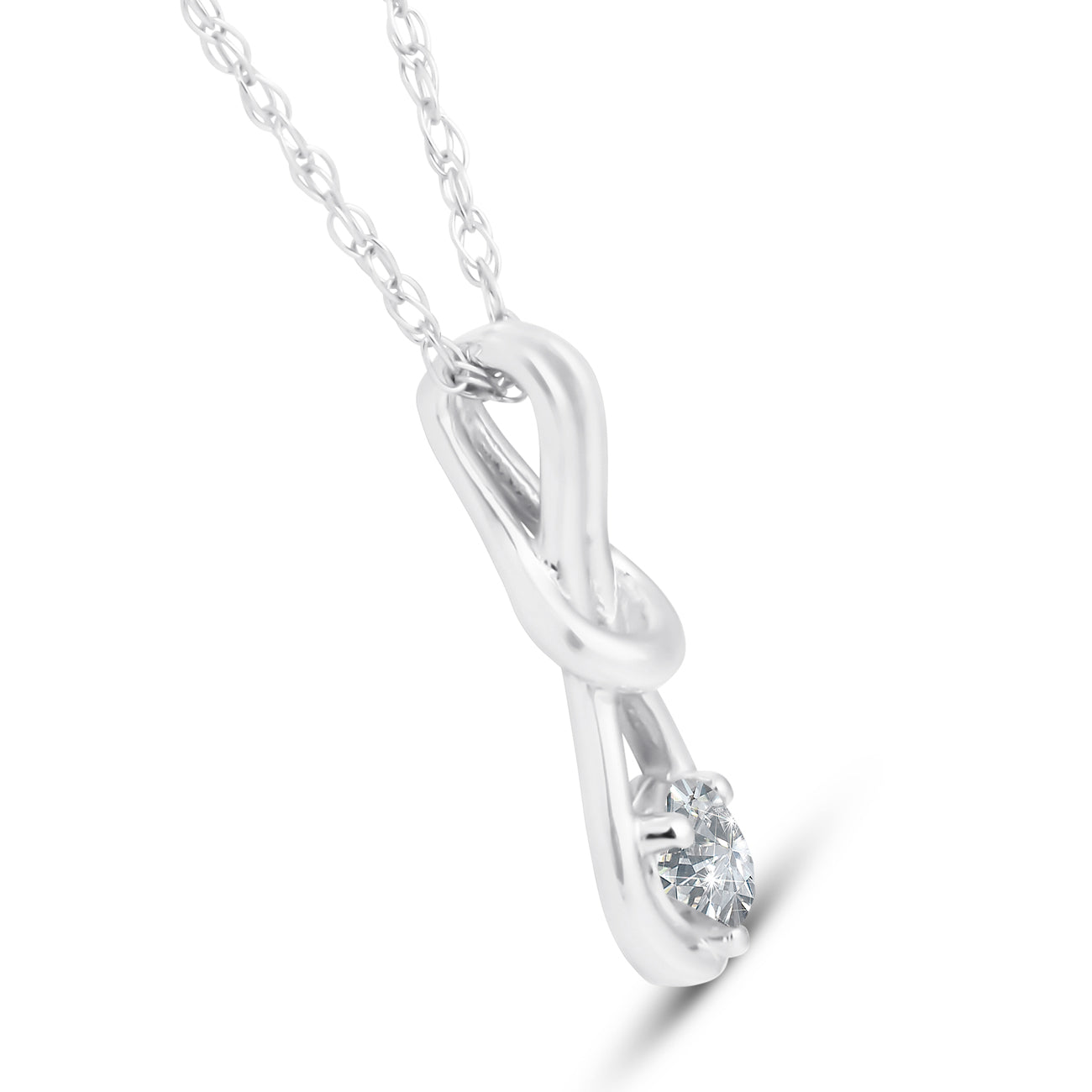 Diamond Knot Petite Pendant 10K White Gold 1/2"4